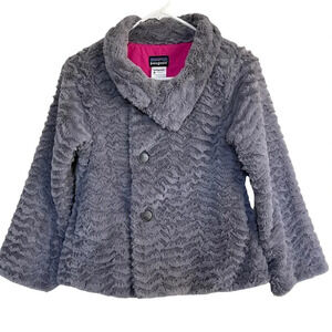 Patagonia Pelage Faux Fur Gray Coat Jacket Size Girl’s Large (12)